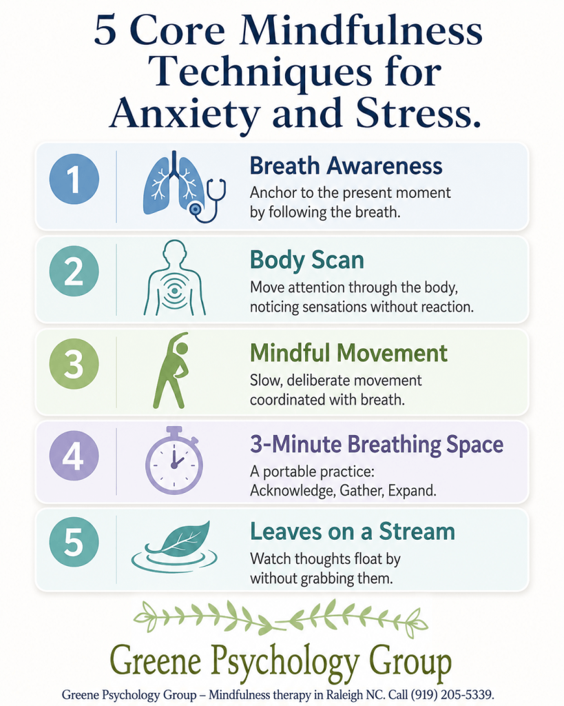 mindfulness therapy for stress and anxiety in Raleigh NC